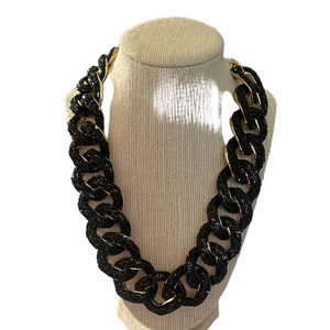 Jennifer Elegant Black and Gold Chain Necklace